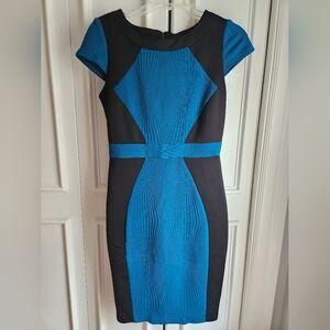 Sangria Size 2 color block Blue Black Short Sleeve dress